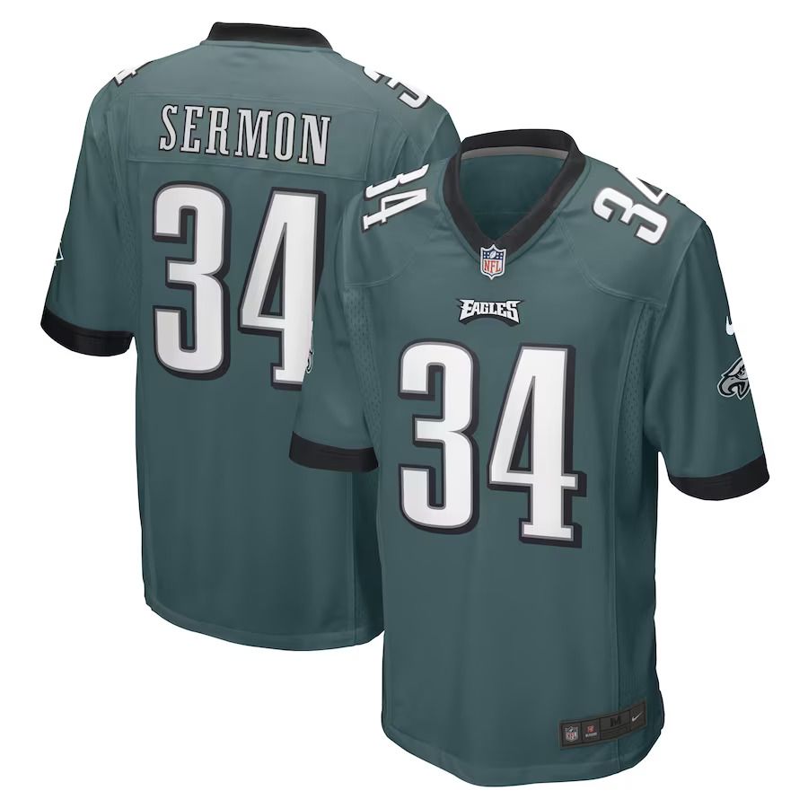 Men Philadelphia Eagles #34 Trey Sermon Nike Midnight Green Game Player NFL Jersey